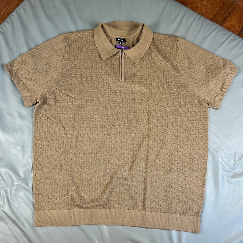 NWT Express Brown Half-Zip sweater Polo XXL